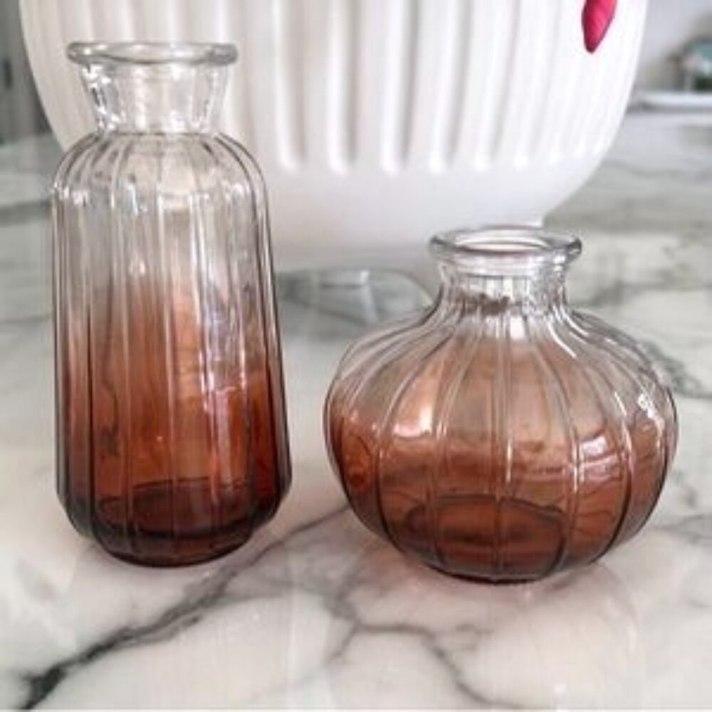 Ombre Amber Bud Vases Set of 2